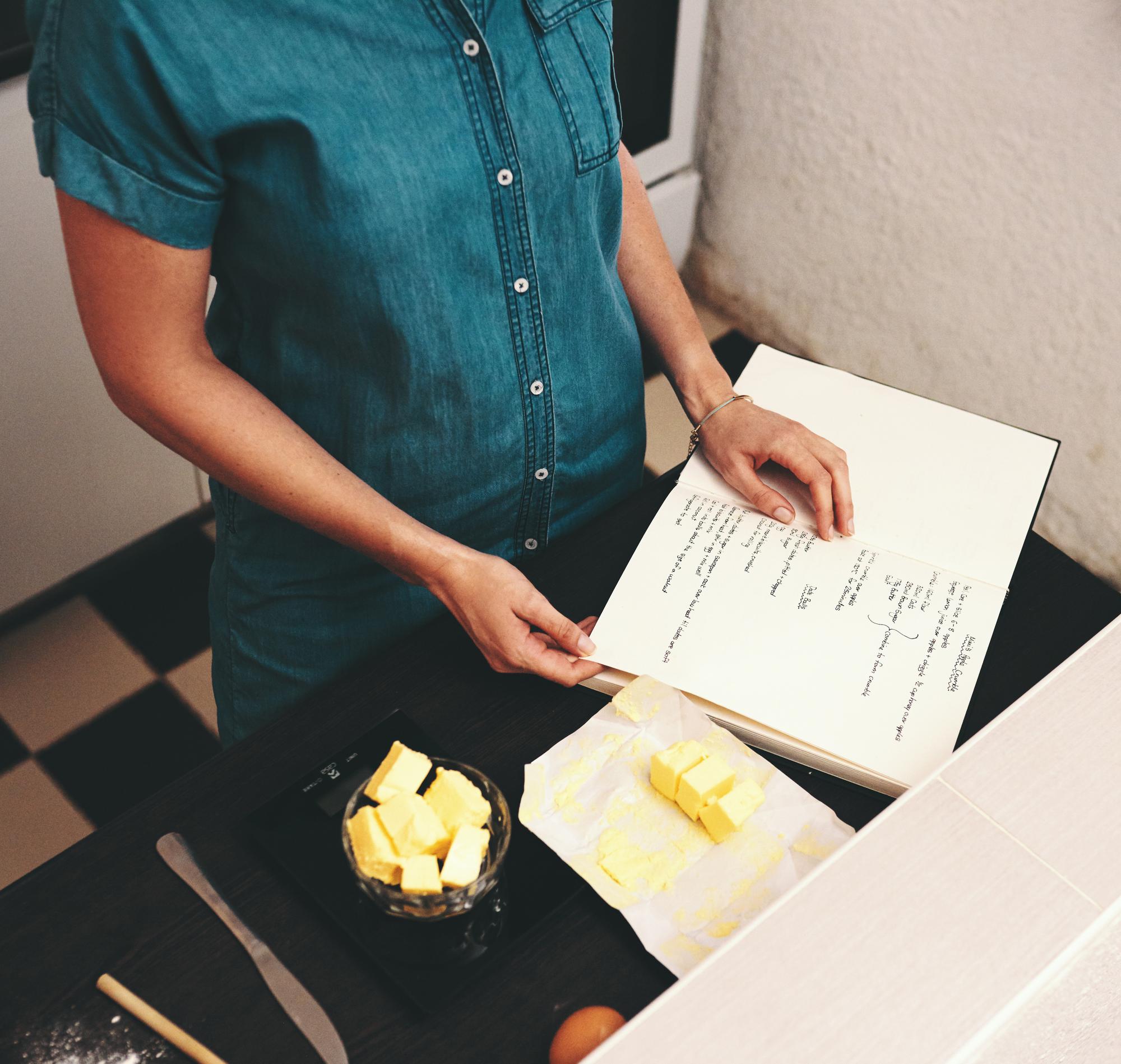 Notebook with sample menu and notes